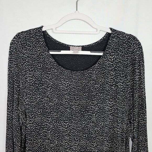 J. JILL Wearever Collection Long Sleeve Tunic Top Shirt BLACK & WHITE size XL - Picture 3 of 7